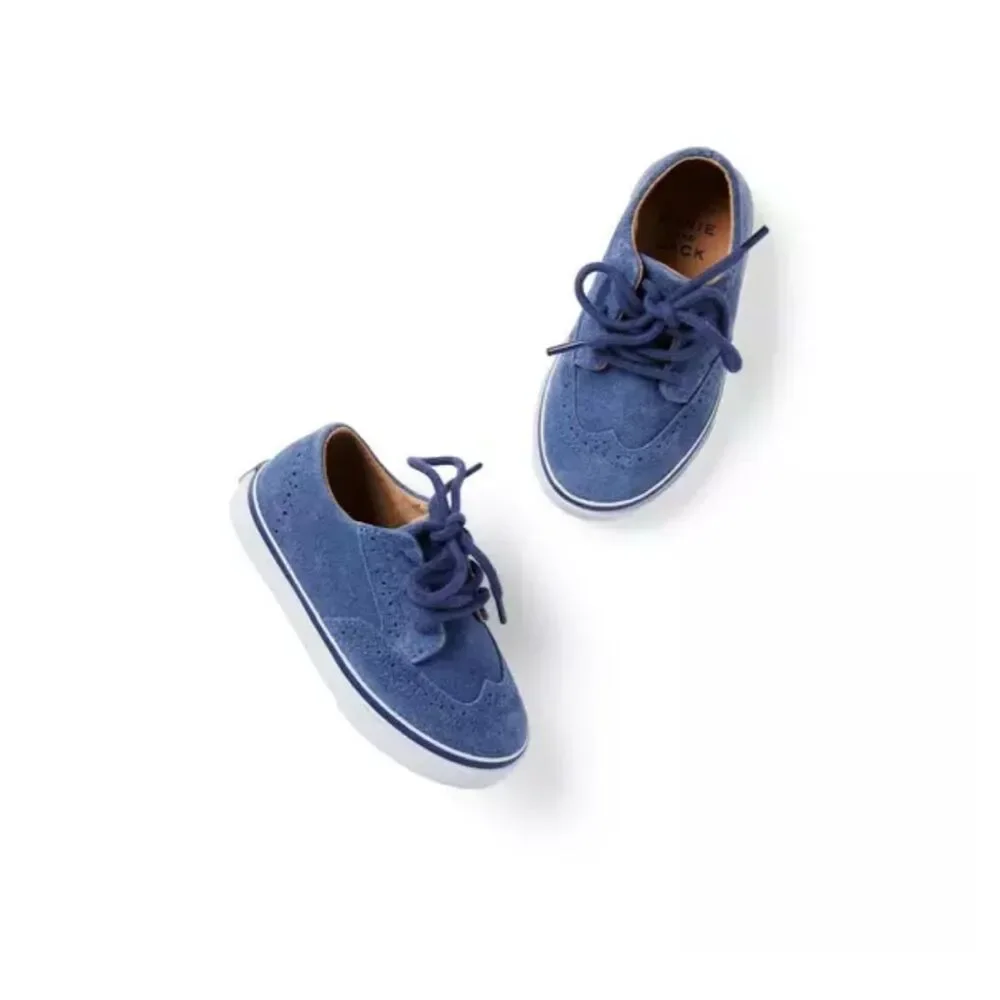 Janie and Jack Suede Wingtip Sneaker in Vintage Indigo Size 5
